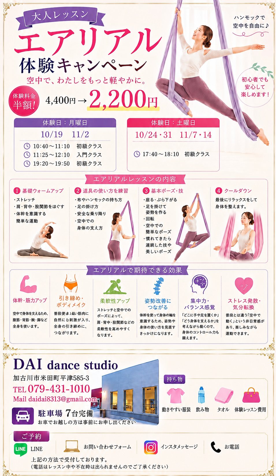 エアリアルストレッチ 体験キャンペーン案内